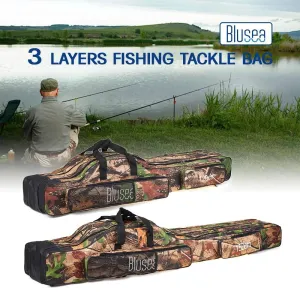 120cm/150cm 3 Layers Fishing Bag Portable Folding Fishing Rod Reel Bag Fishing Tackle Carry Bag Case Travel Storage Bag