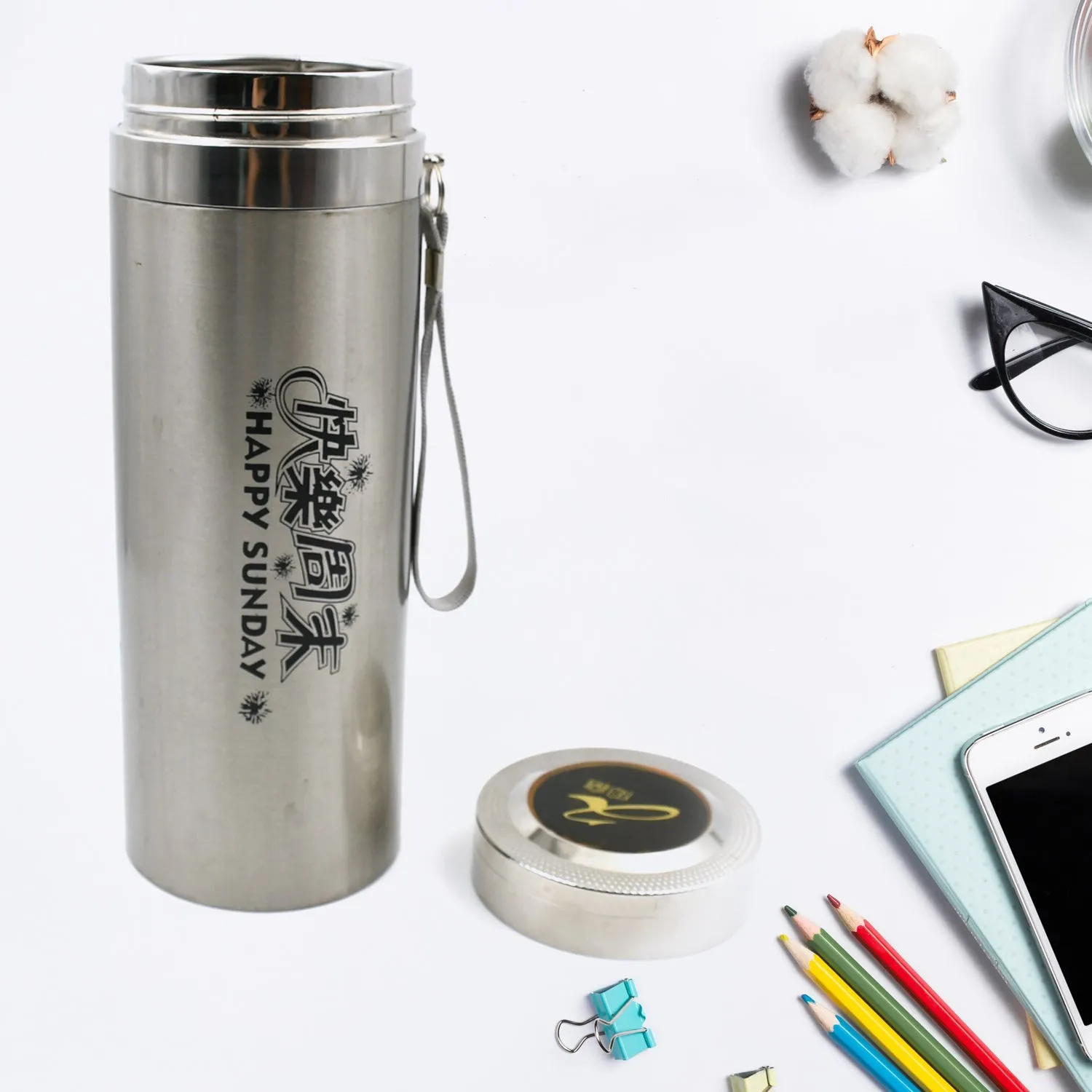 12764 Stainless Steel Water Bottle Leak Proof With Dori Easy to Carry, Rust Proof, Hot & Cold Drinks, Gym Sipper BPA Free Food Grade Quality, Steel fridge Bottle For office / Gym / School (600 ML)