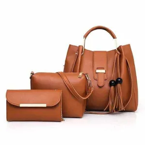 3 piece Lot Set Ladies Fashion Leather Handbag