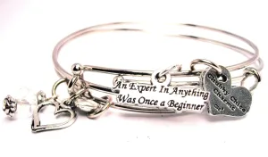 An Expert In Anything Was Once A Beginner Expandable Bangle Bracelet Set