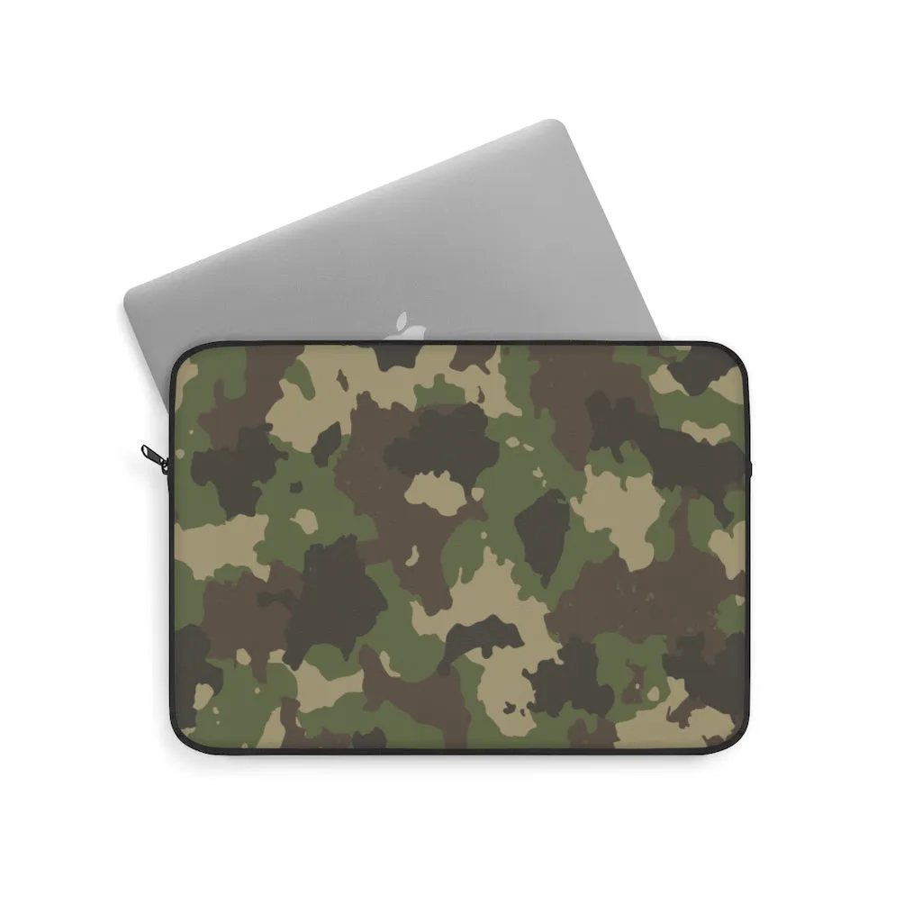 Army Print Camouflage Laptop Sleeve Case, Green Camo MacBook Pro 12 13 Air 15 inch Tablet Canvas Skin Bag Zipper Cover