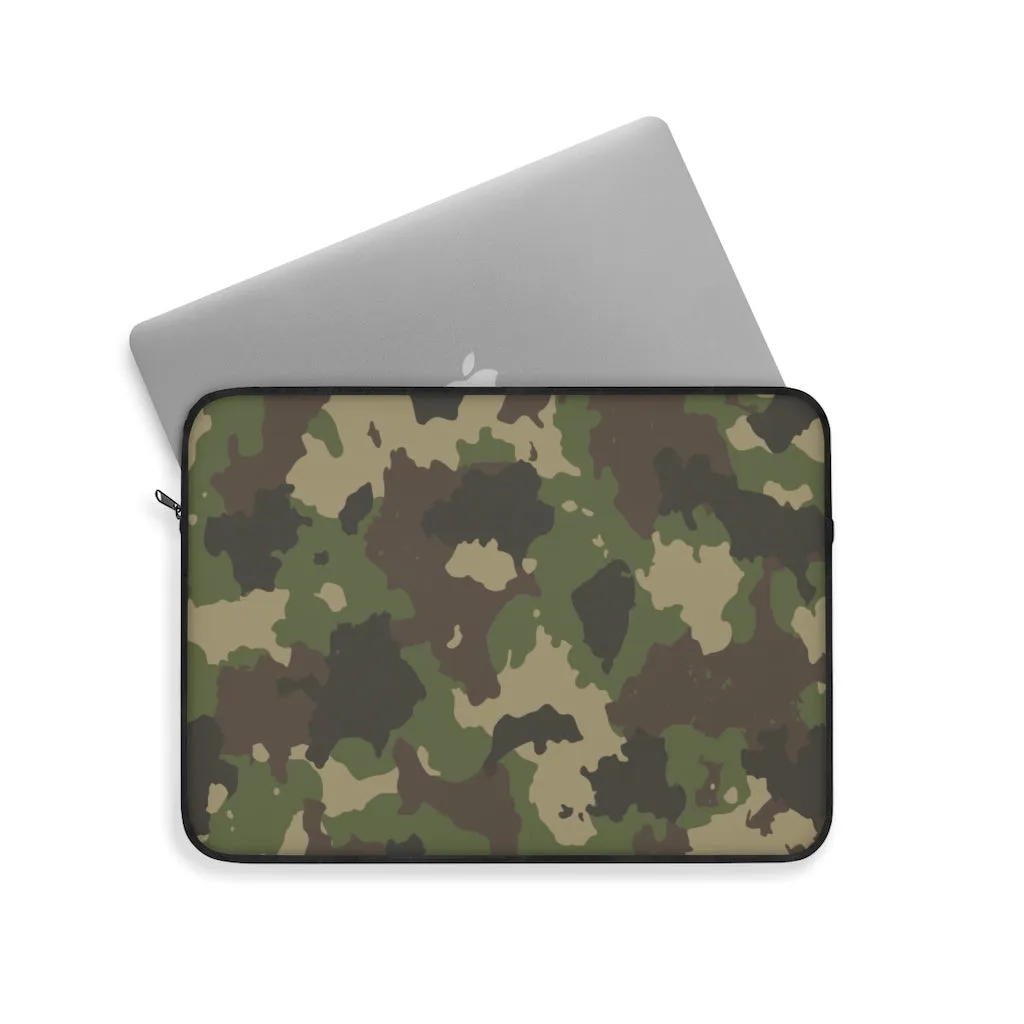 Army Print Camouflage Laptop Sleeve Case, Green Camo MacBook Pro 12 13 Air 15 inch Tablet Canvas Skin Bag Zipper Cover