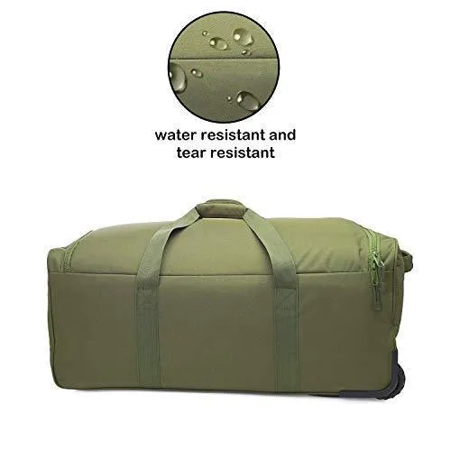 ARMYCAMOUSA Military Tactical Wheeled Deployment Trolley Duffel Bag Heavy-Duty Camping Hiking Running Trekking