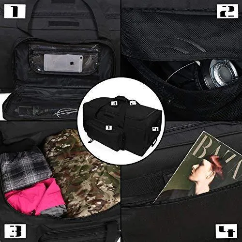 ARMYCAMOUSA Military Tactical Wheeled Deployment Trolley Duffel Bag Heavy-Duty Camping Hiking Running Trekking