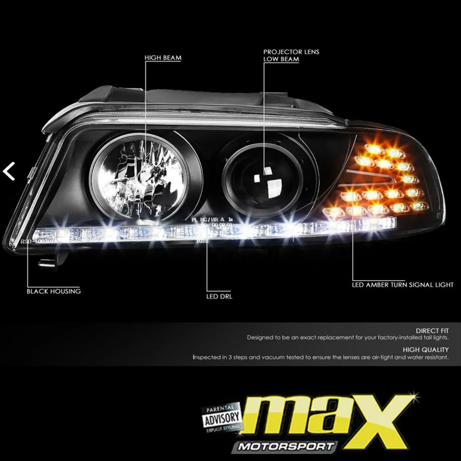 Audi A4 B5 (99-01) Black LED Projector Headlights