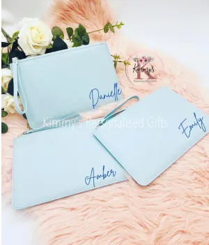 Baby Blue PU Leather Clutch Bag