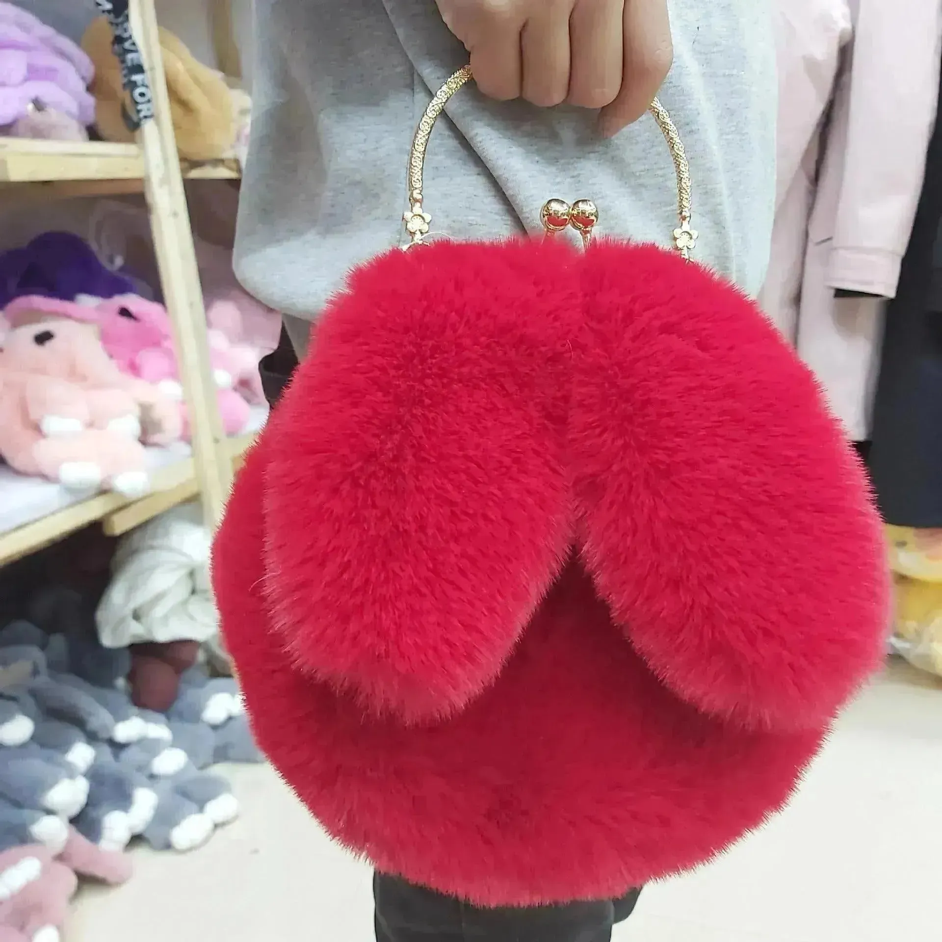 Baby Girl Fashion chain ear plush handbag