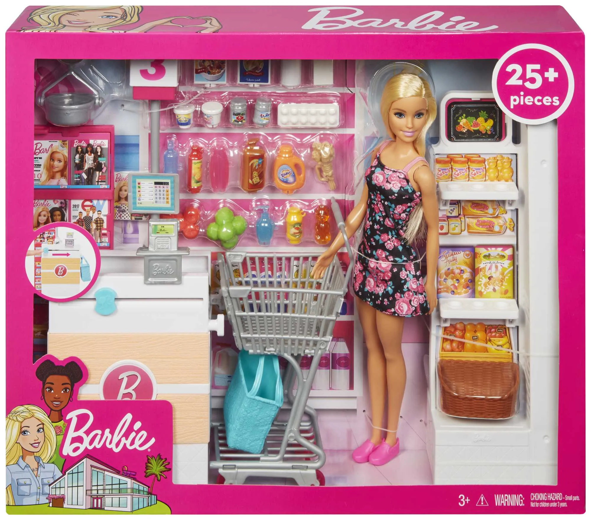 Barbie Doll And Supermarket Playset With 25 Grocery Store And Food-Themed Accessories