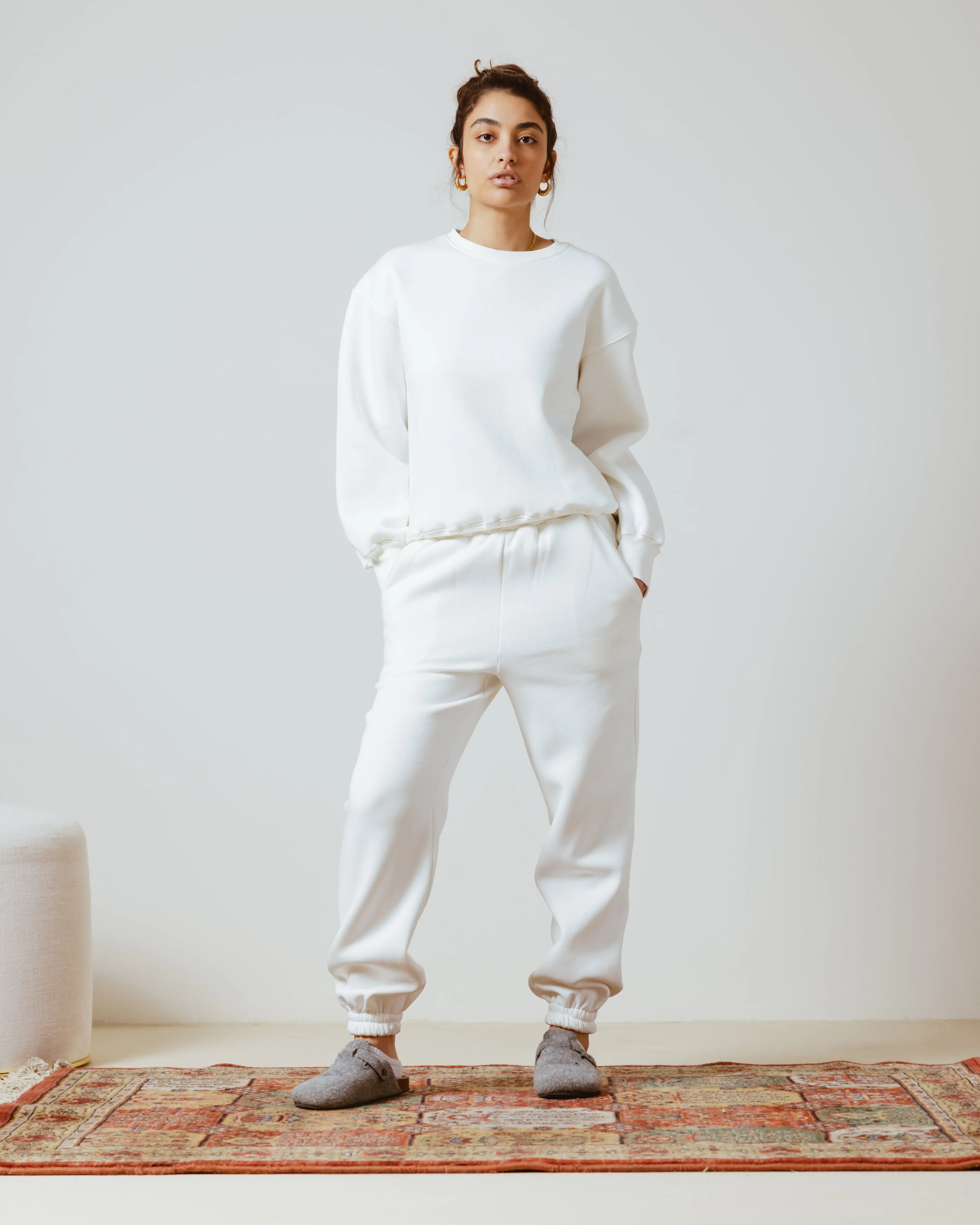 BASIC CROPPED SWEATSHIRT WHITE