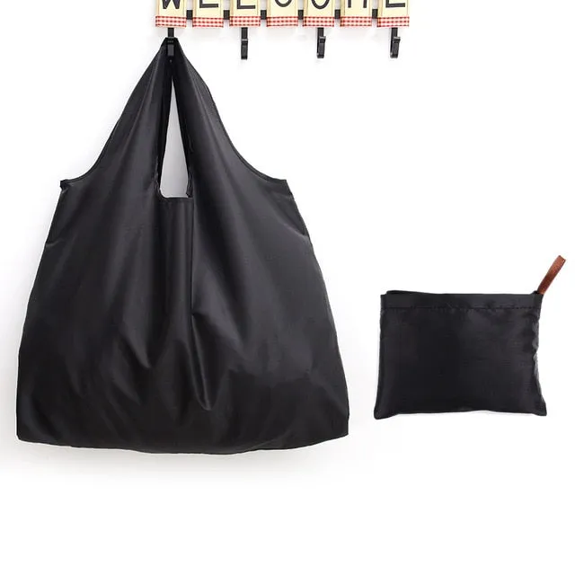 Big Size Thick Nylon Large Tote ECO Reusable Polyester Portable Shoulder Women's Handbags Folding Pouch Shopping Bag Foldable