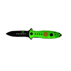 Biohazard Pocket Folding Stiletto Serrated (Green)