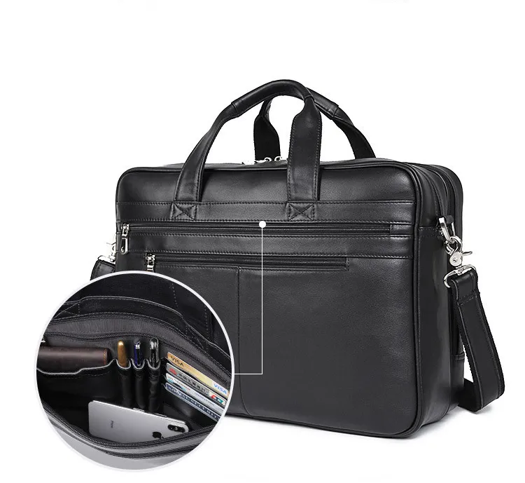 Black Genine Leather Business Briefcase 7319