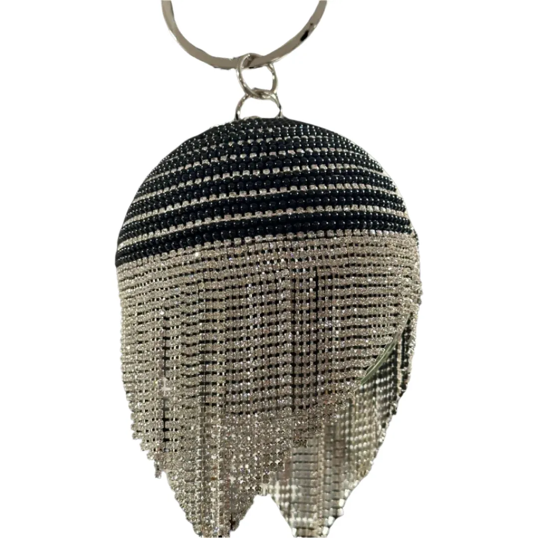 Black Silver Circle Bling Ball Handbag