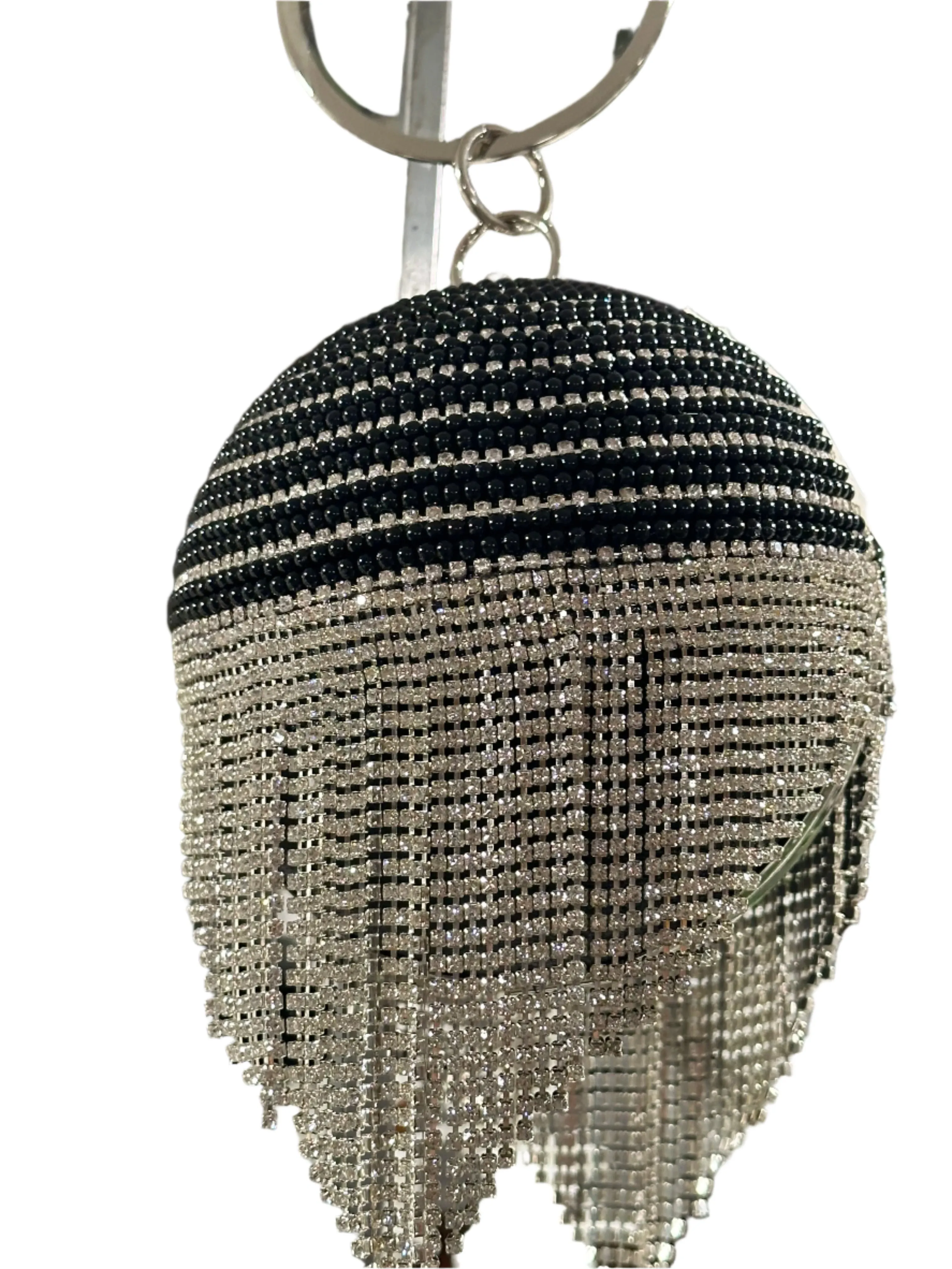 Black Silver Circle Bling Ball Handbag