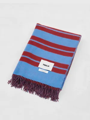 Blue and red striped blanket