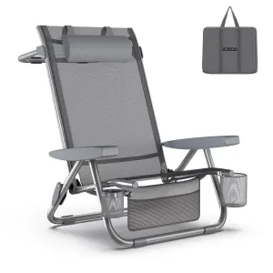 Bora 5-Position Reclining Folding Beach Chair with Headrest for Adults | ICECO