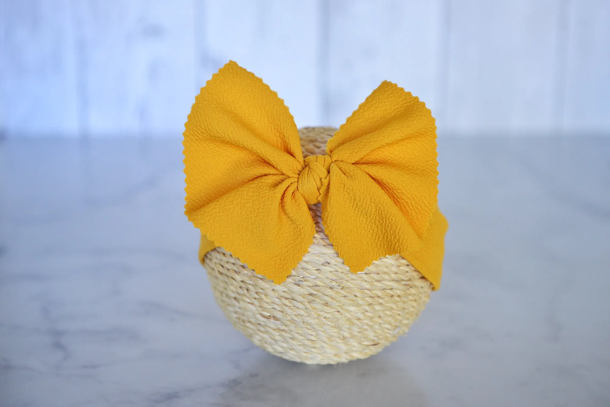 Bow Headband - Textured - Mustard