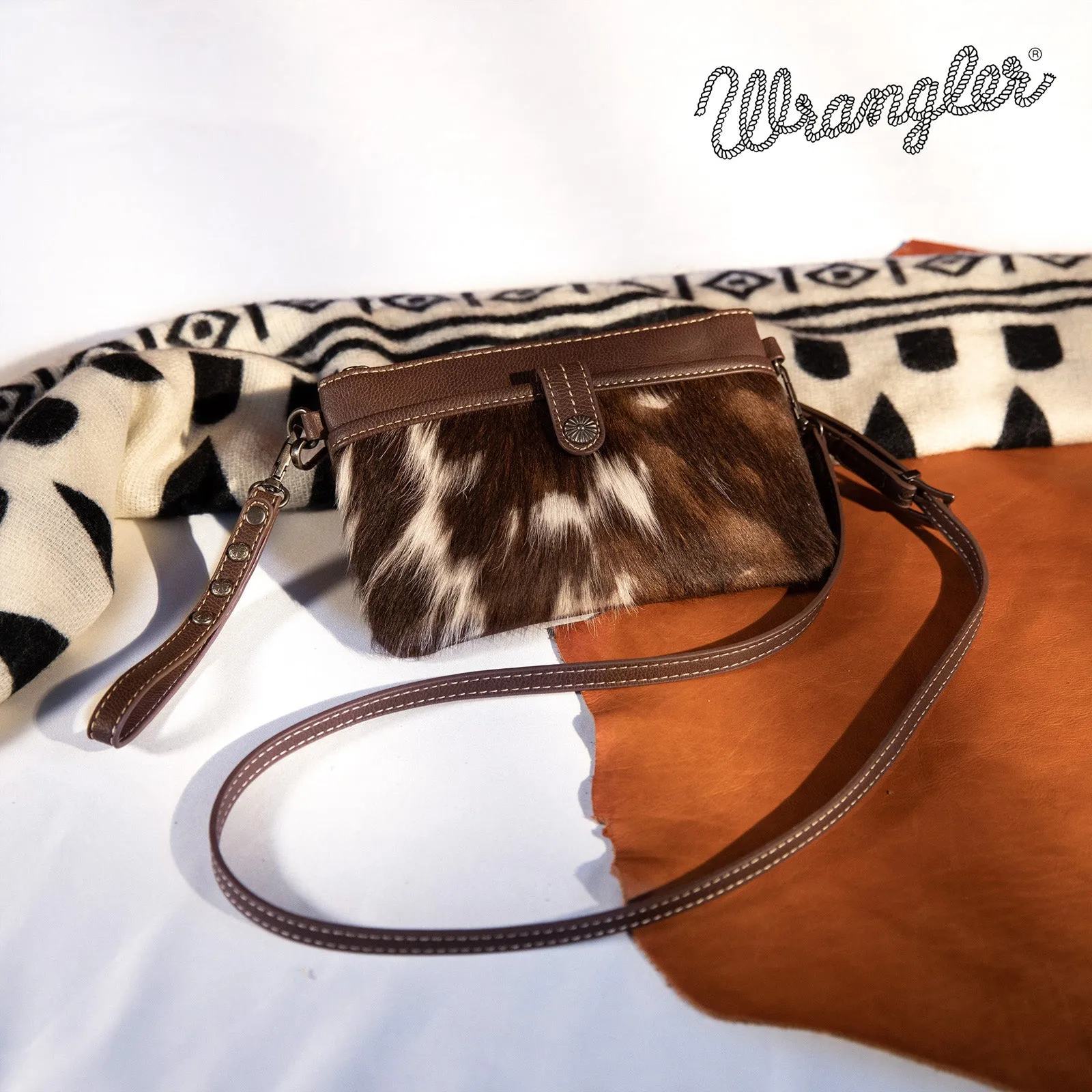 Branded Wrangler Cowhide Crossbody