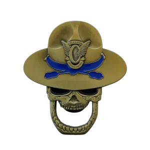 Calif Hwy Patrol <br> Skull Bottle Opener <br> Antique Brass