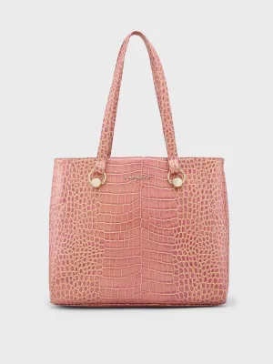 Caprese Miranda Tote Large Croco Womens Office Handbag Pink