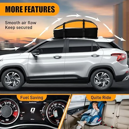 Car Rooftop Cargo Carrier Bag 20 Cubic Feet, 100% Waterproof Roof Bag Top Luggage Carrier for Any Vehicles with/Without Rack Cross Bar, Includes Anti-Slip Mat  4 Door Hooks  Storage Bag  Lock