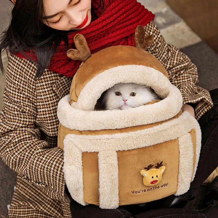 Cat Carrier Cage Winter Warm Cat Travel Bag Portable Carrier Backpack