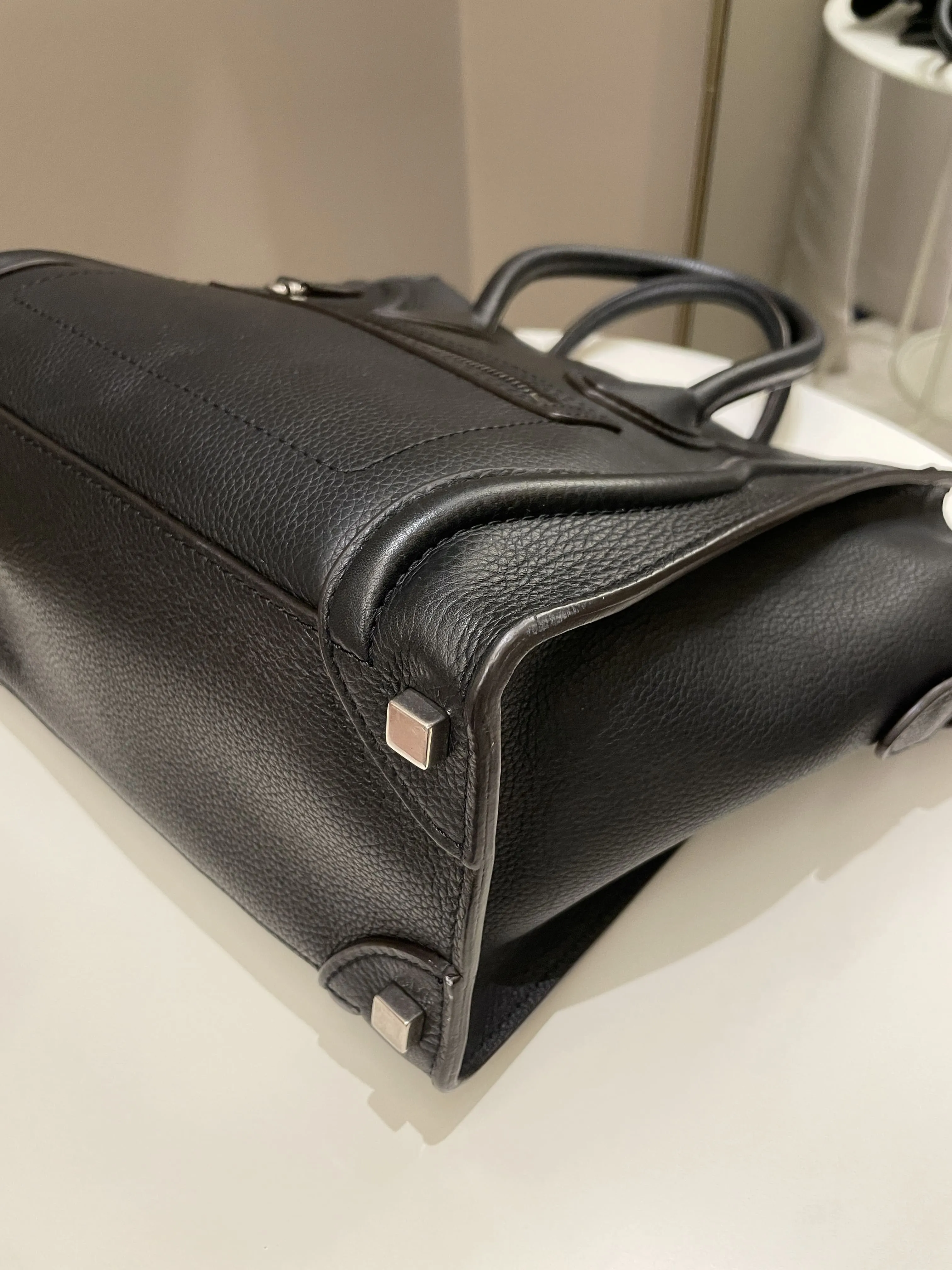 Celine Micro Luggage Black Grainy Leather