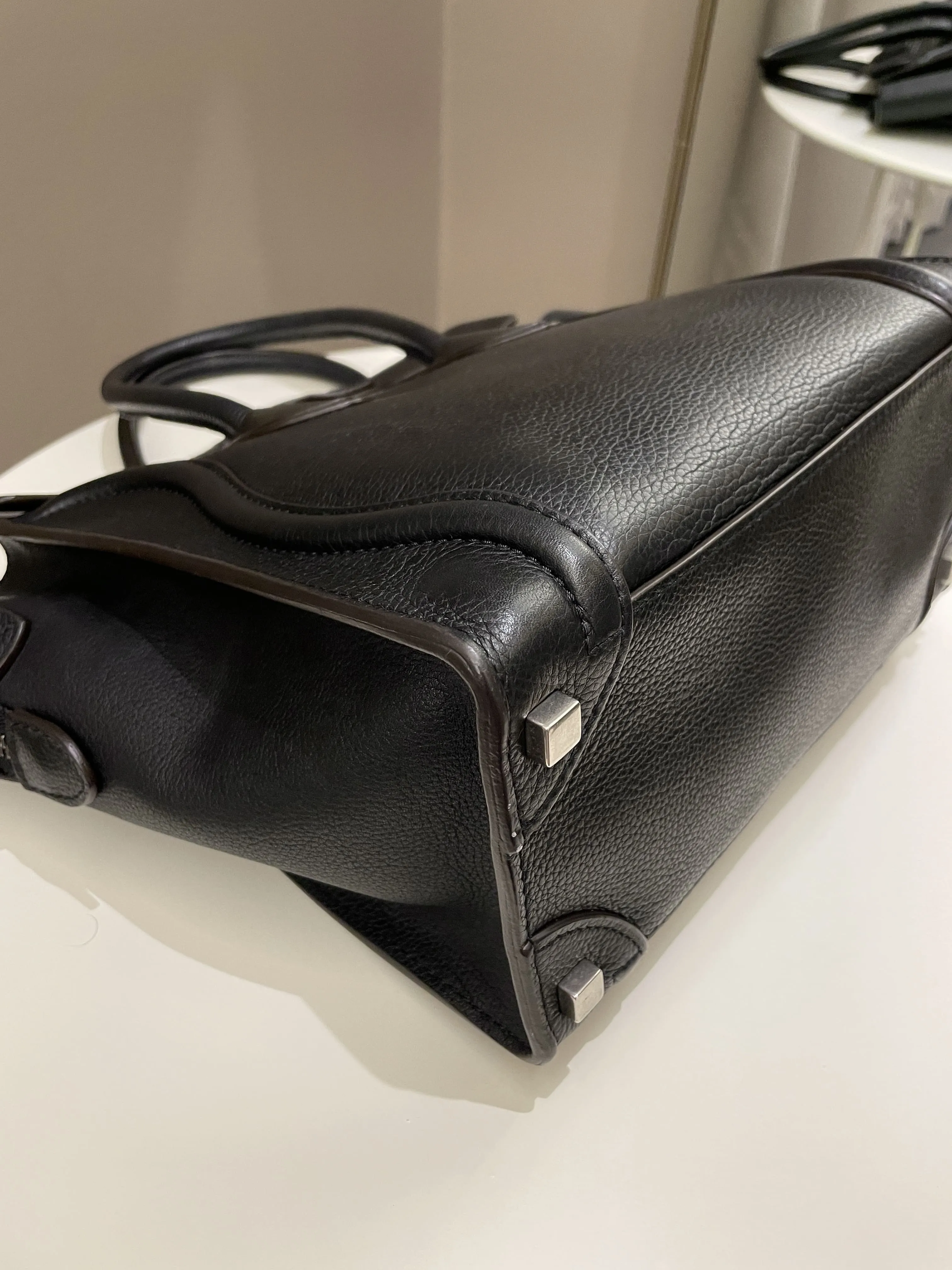 Celine Micro Luggage Black Grainy Leather