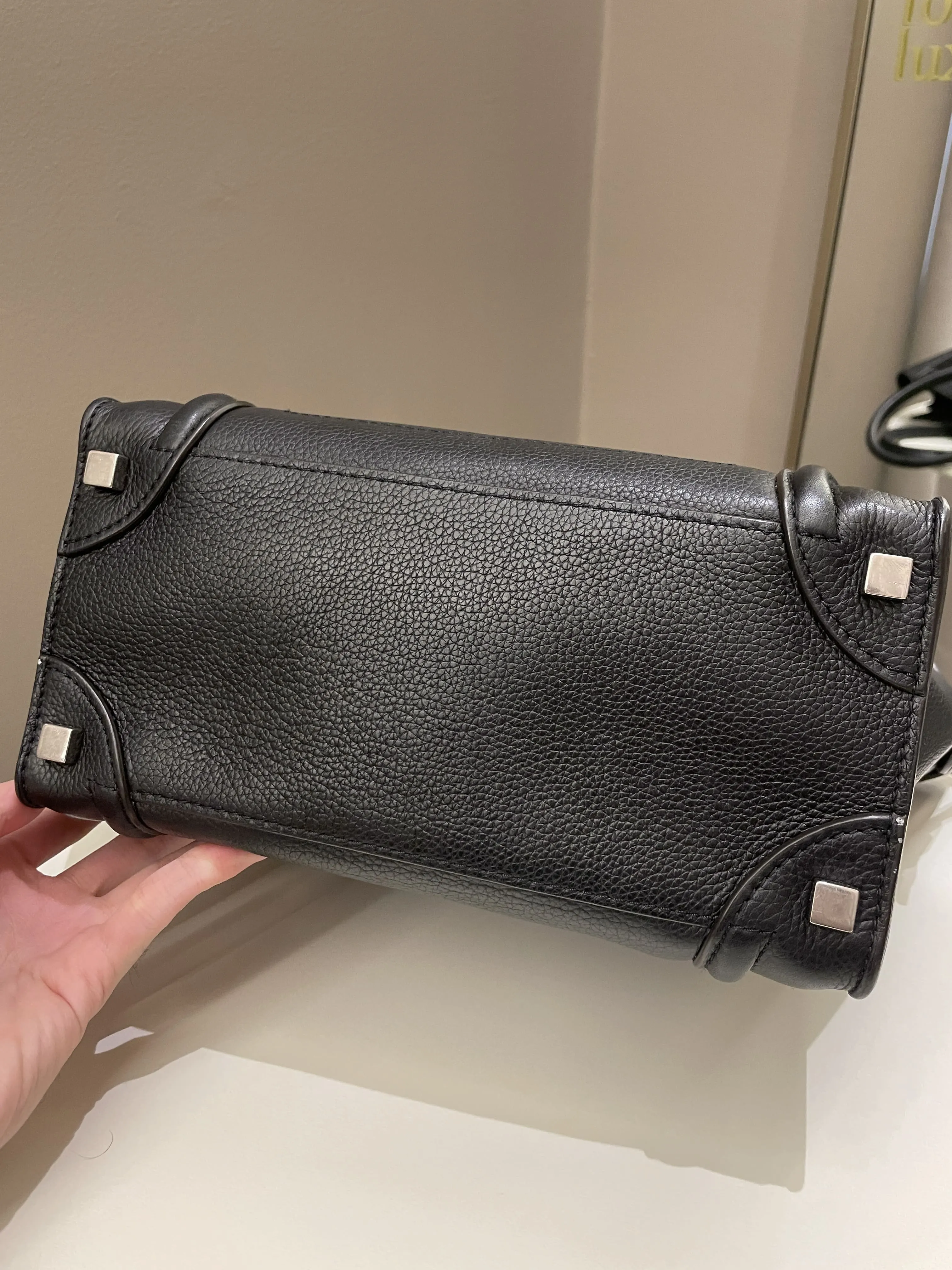 Celine Micro Luggage Black Grainy Leather