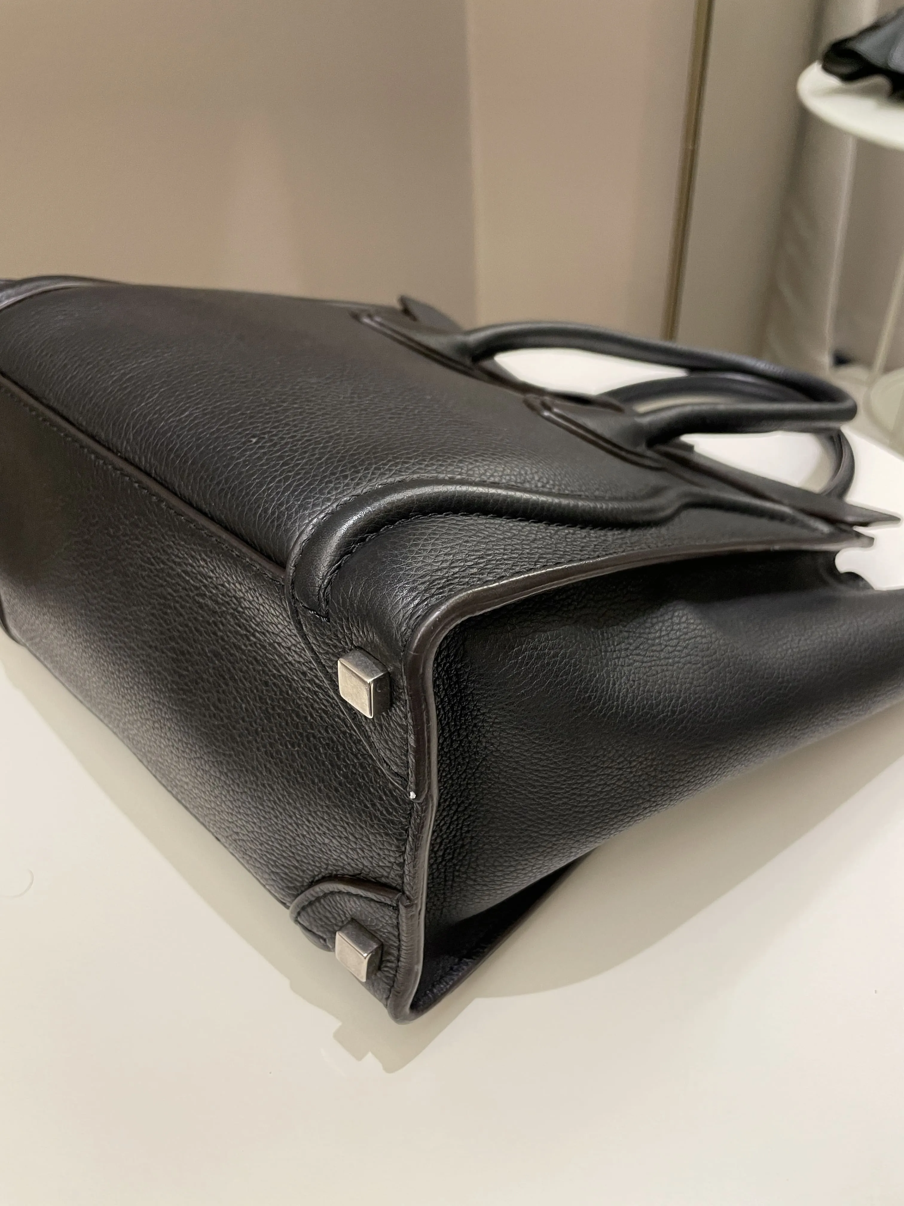 Celine Micro Luggage Black Grainy Leather