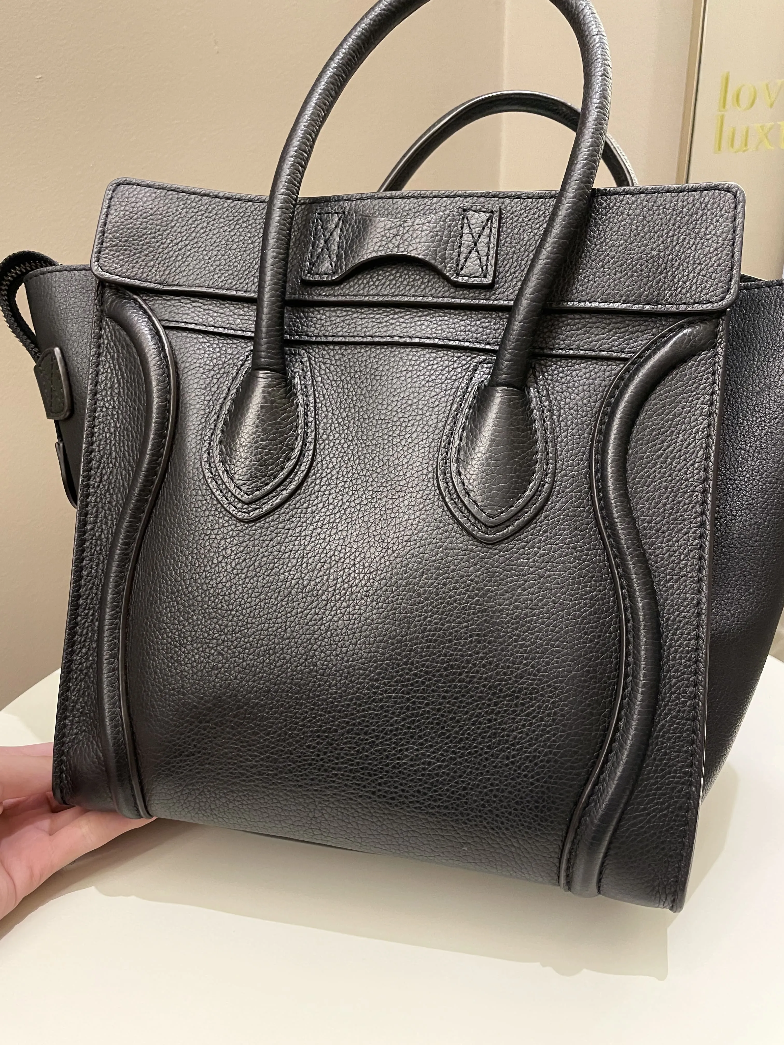 Celine Micro Luggage Black Grainy Leather