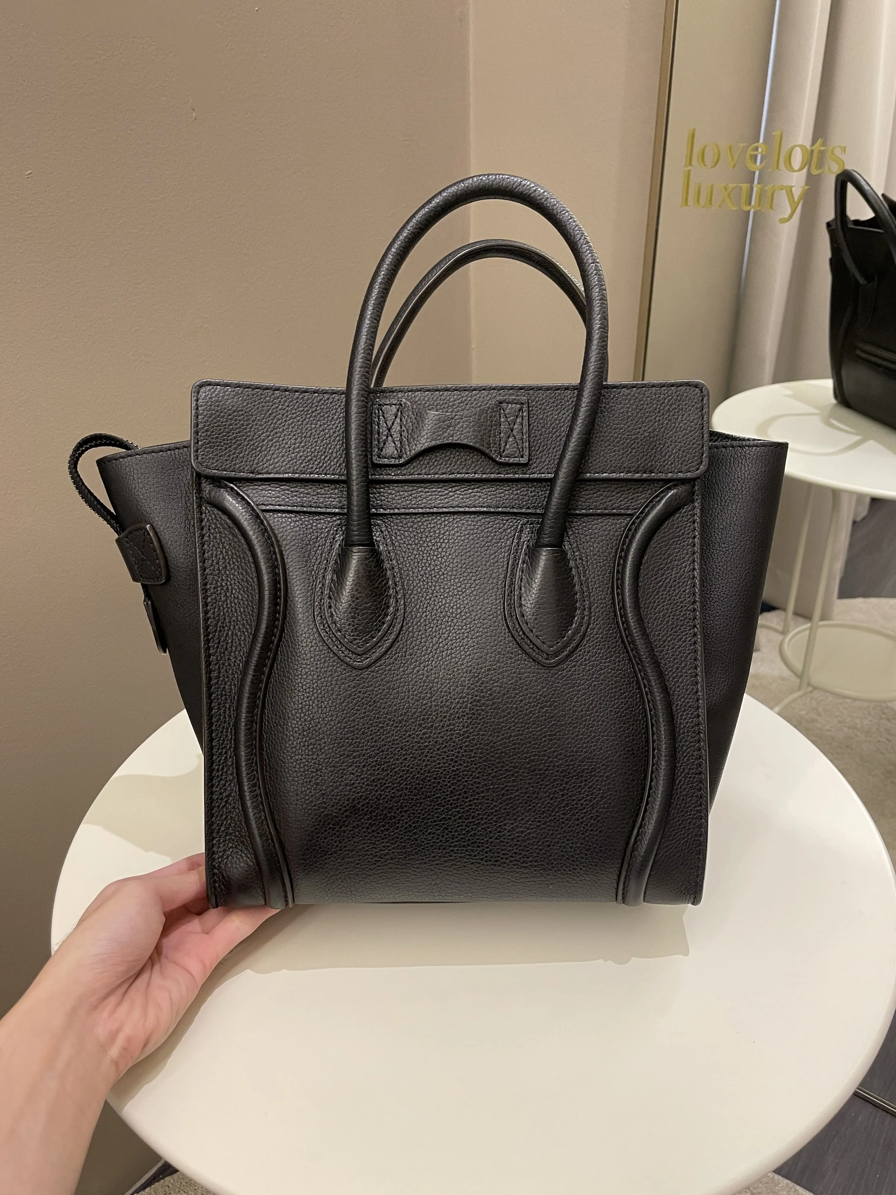 Celine Micro Luggage Black Grainy Leather