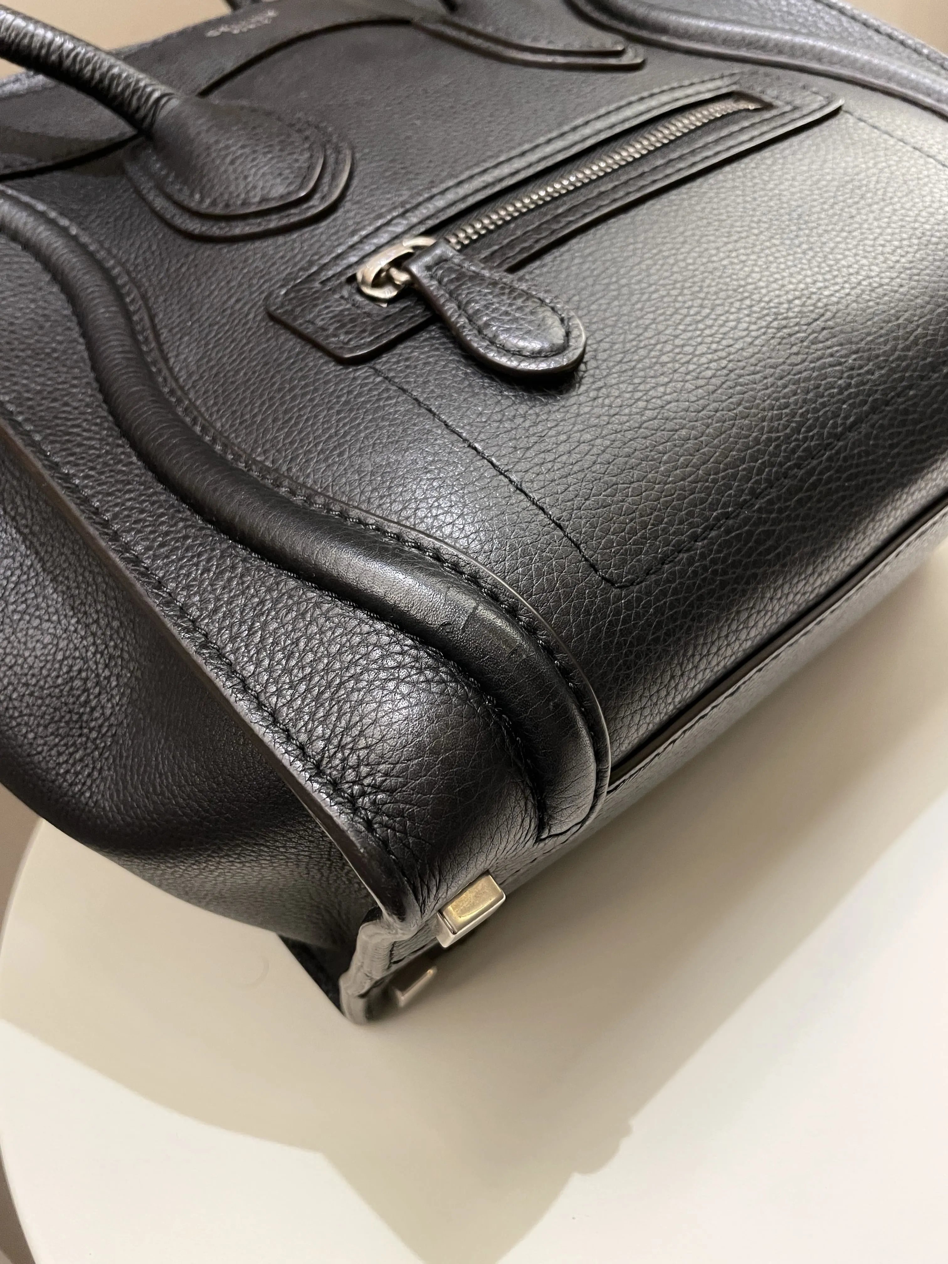 Celine Micro Luggage Black Grainy Leather