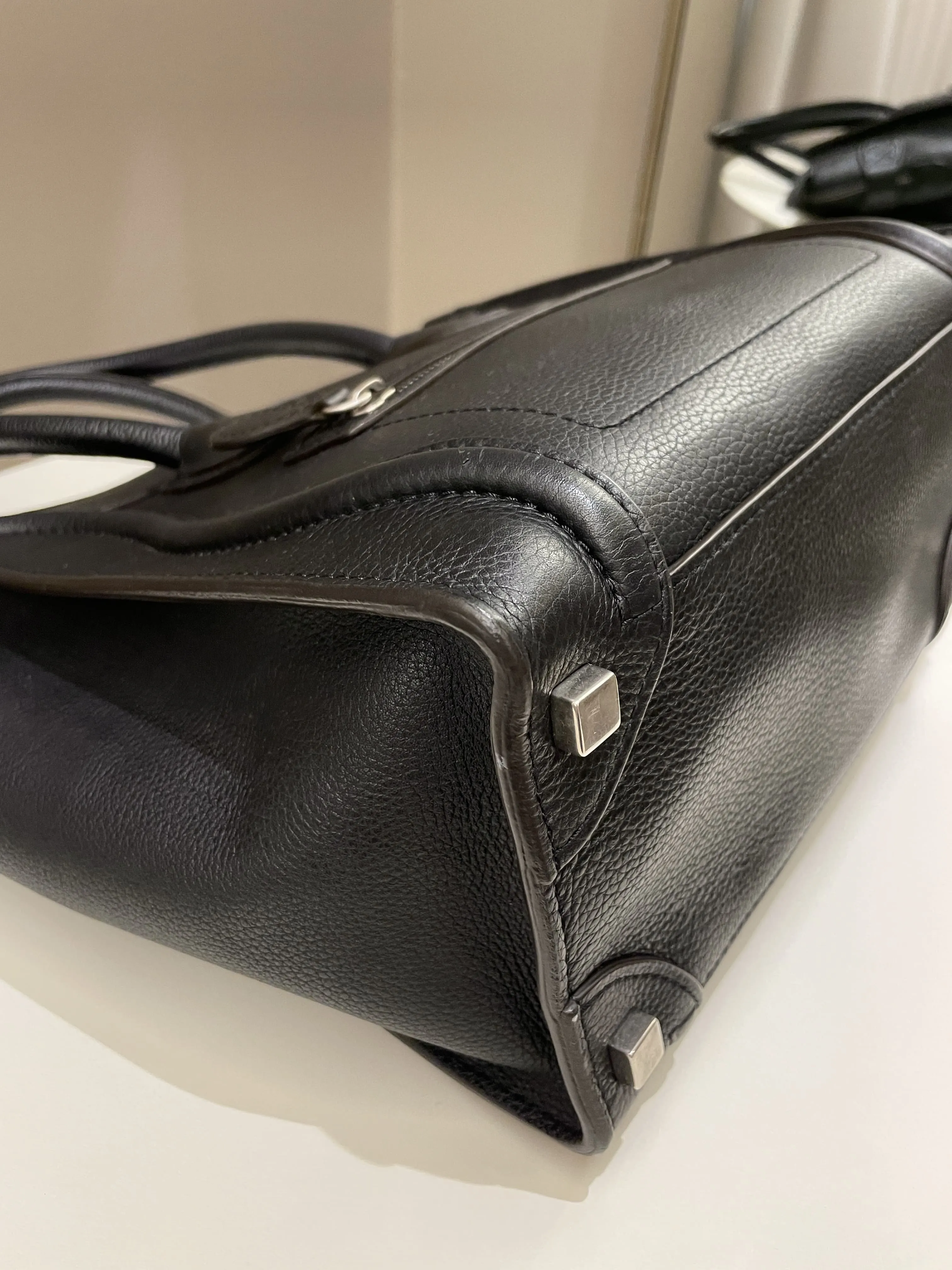 Celine Micro Luggage Black Grainy Leather