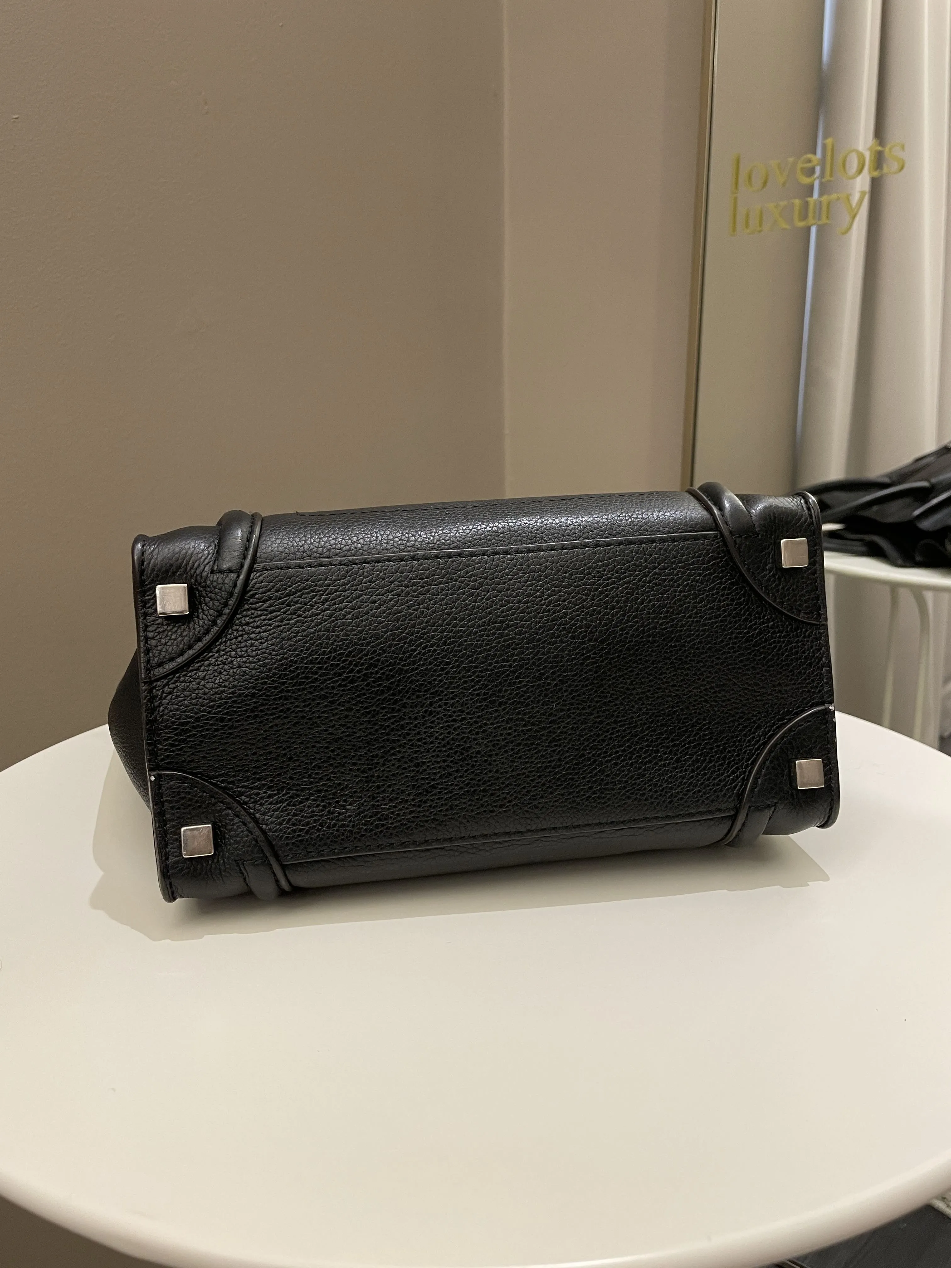 Celine Micro Luggage Black Grainy Leather