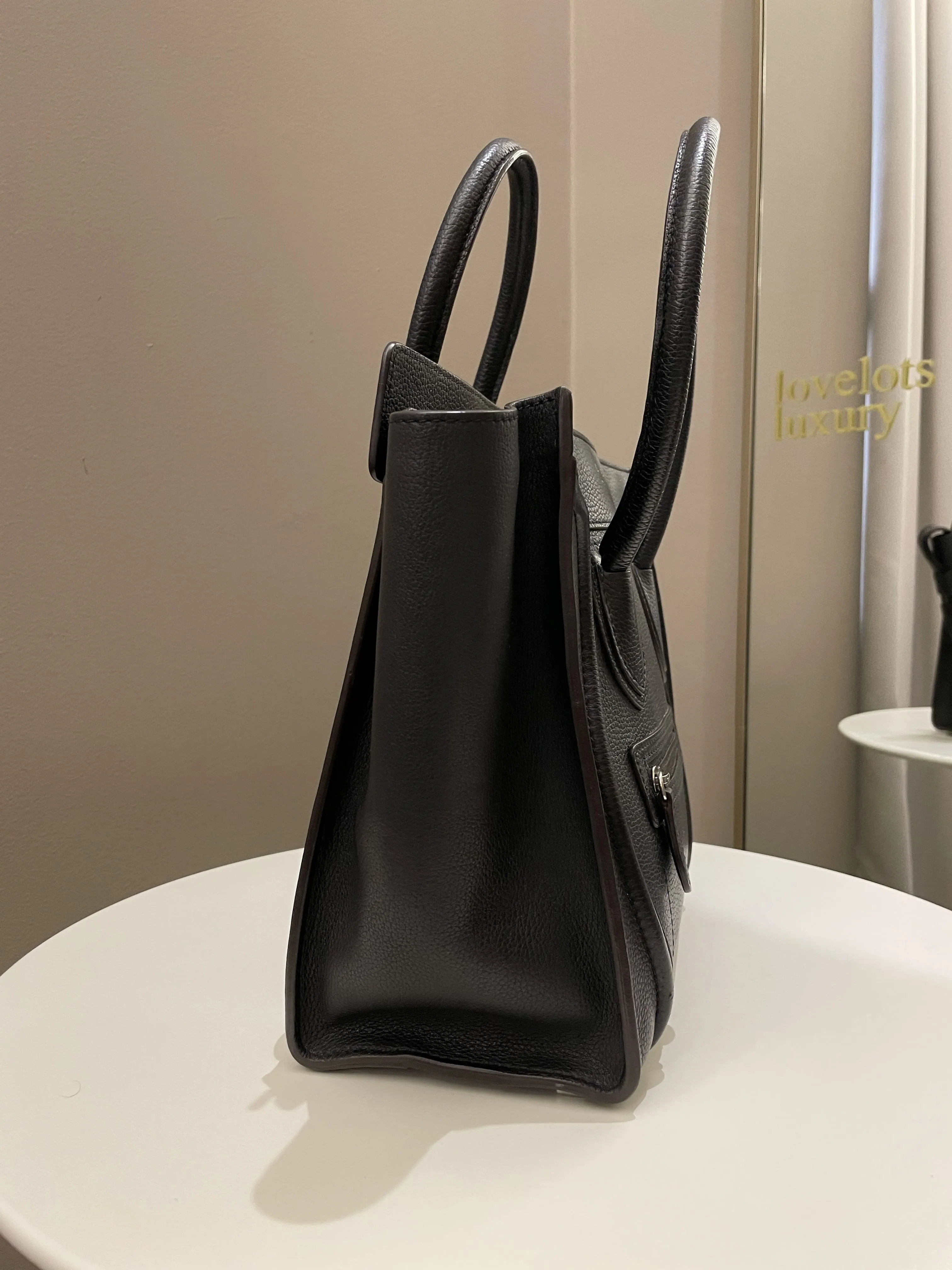 Celine Micro Luggage Black Grainy Leather