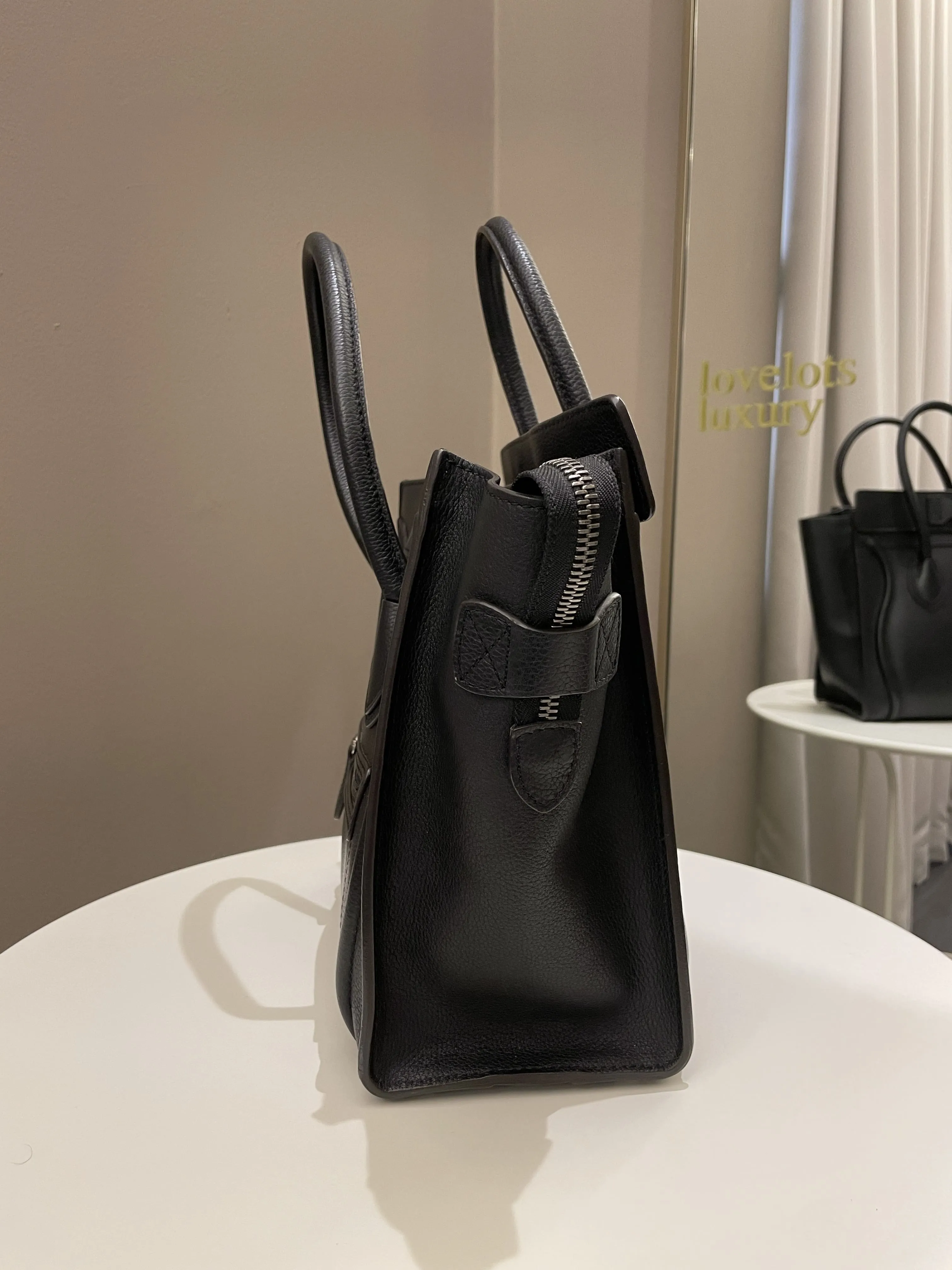 Celine Micro Luggage Black Grainy Leather