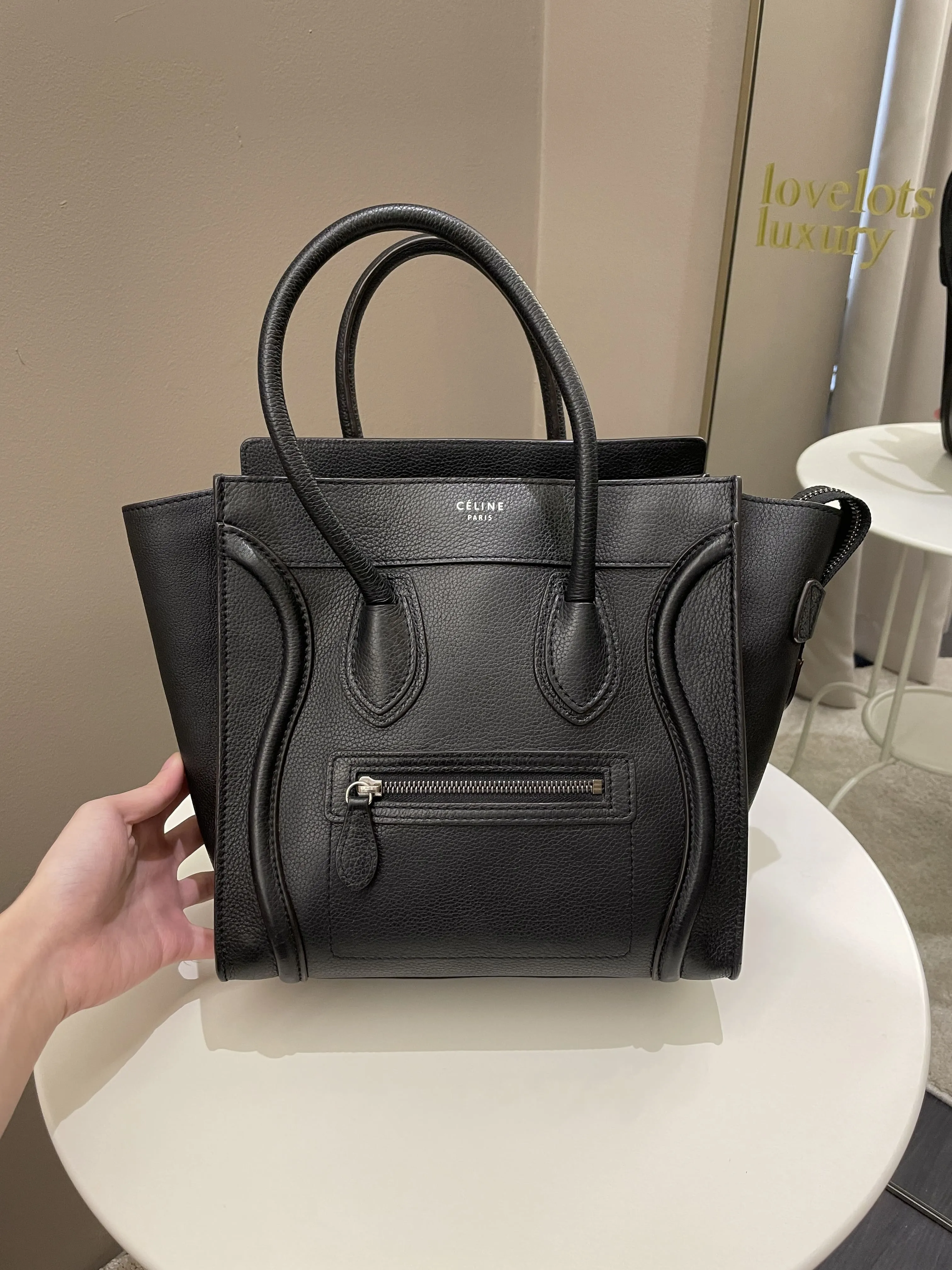 Celine Micro Luggage Black Grainy Leather