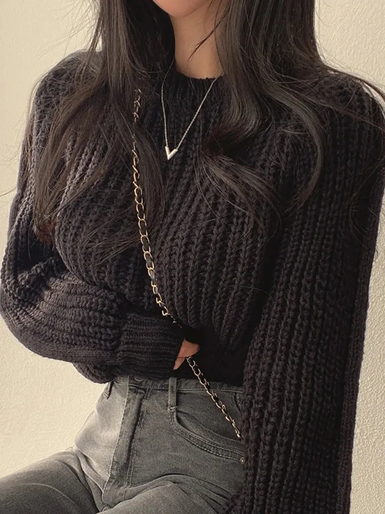 Chic Vintage Harajuku Lantern Sleeve Sweater