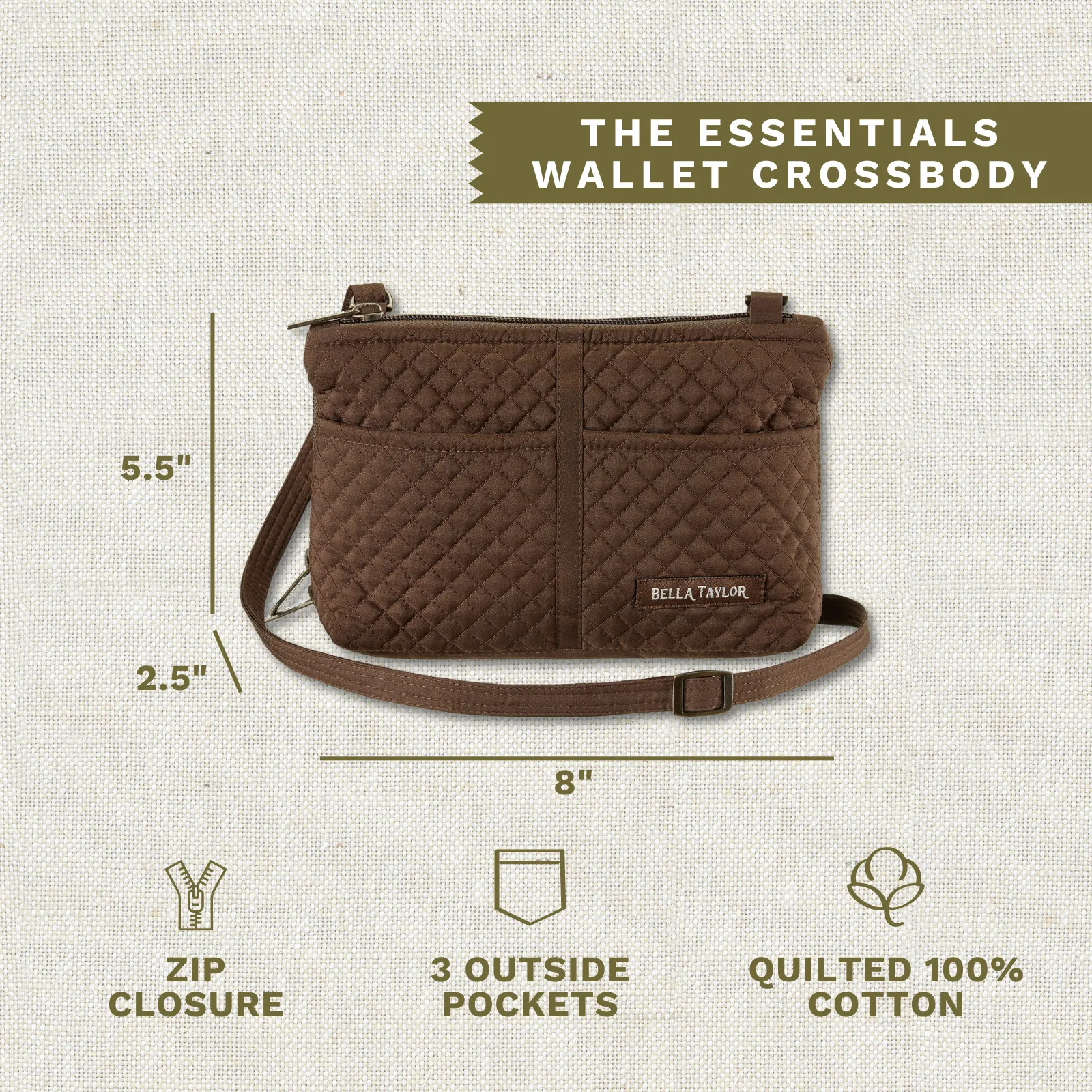 Chocolate Microfiber Essentials Wallet Crossbody