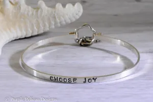 Choose Joy Hinged Bangle Sterling Silver