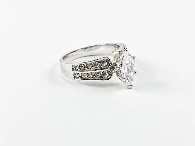 Classic Delicate Marquise Half Eternity Brass Ring