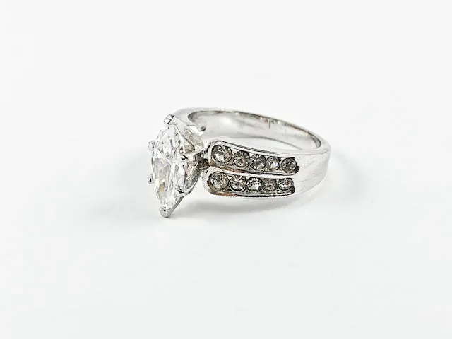 Classic Delicate Marquise Half Eternity Brass Ring