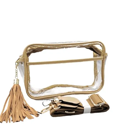 Color Trim Clear Rectangle Crossbody