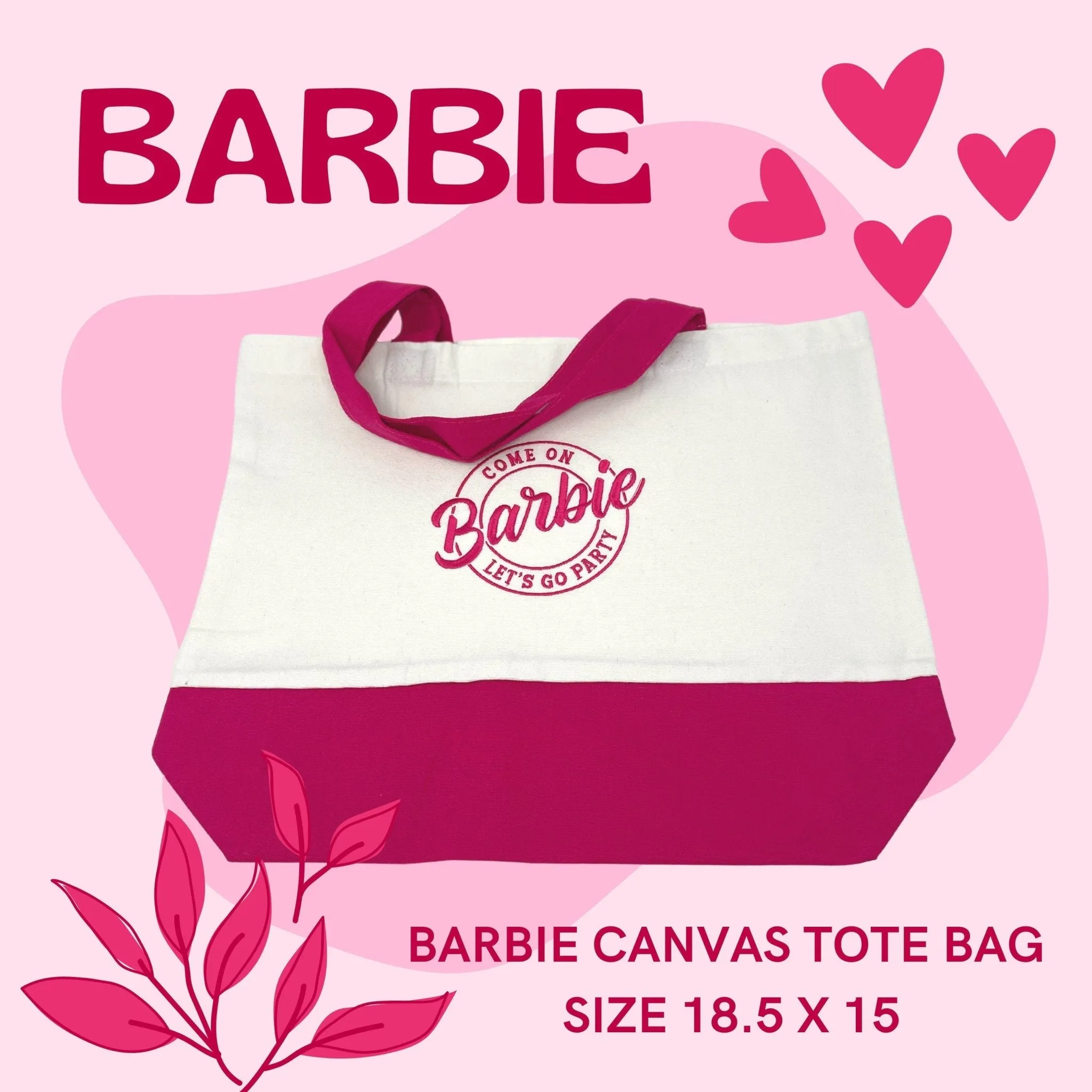 Come on Barbie, Let's Go Party Embroidered Tote Bags