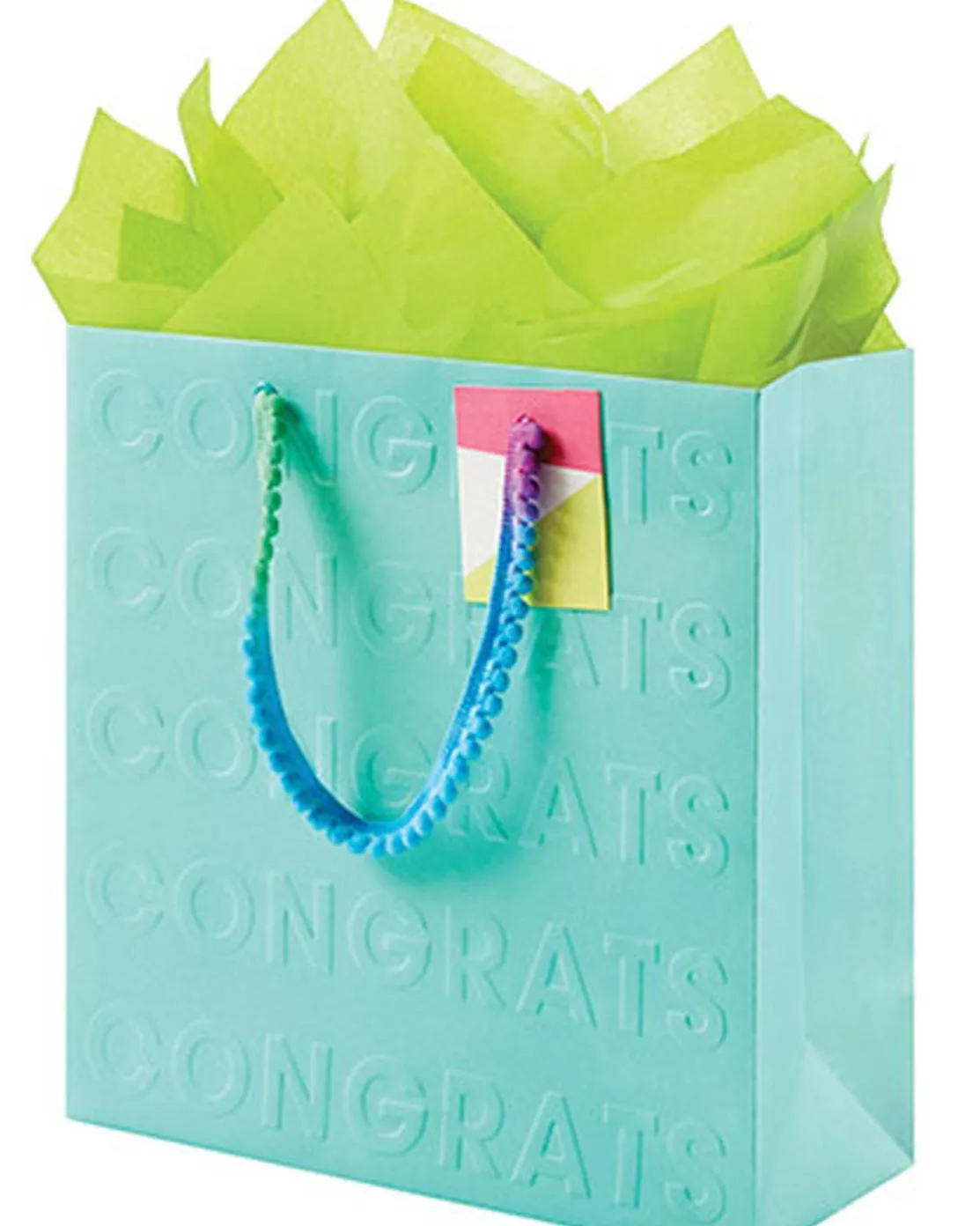 Congrats Aqua Medium Gift Bag