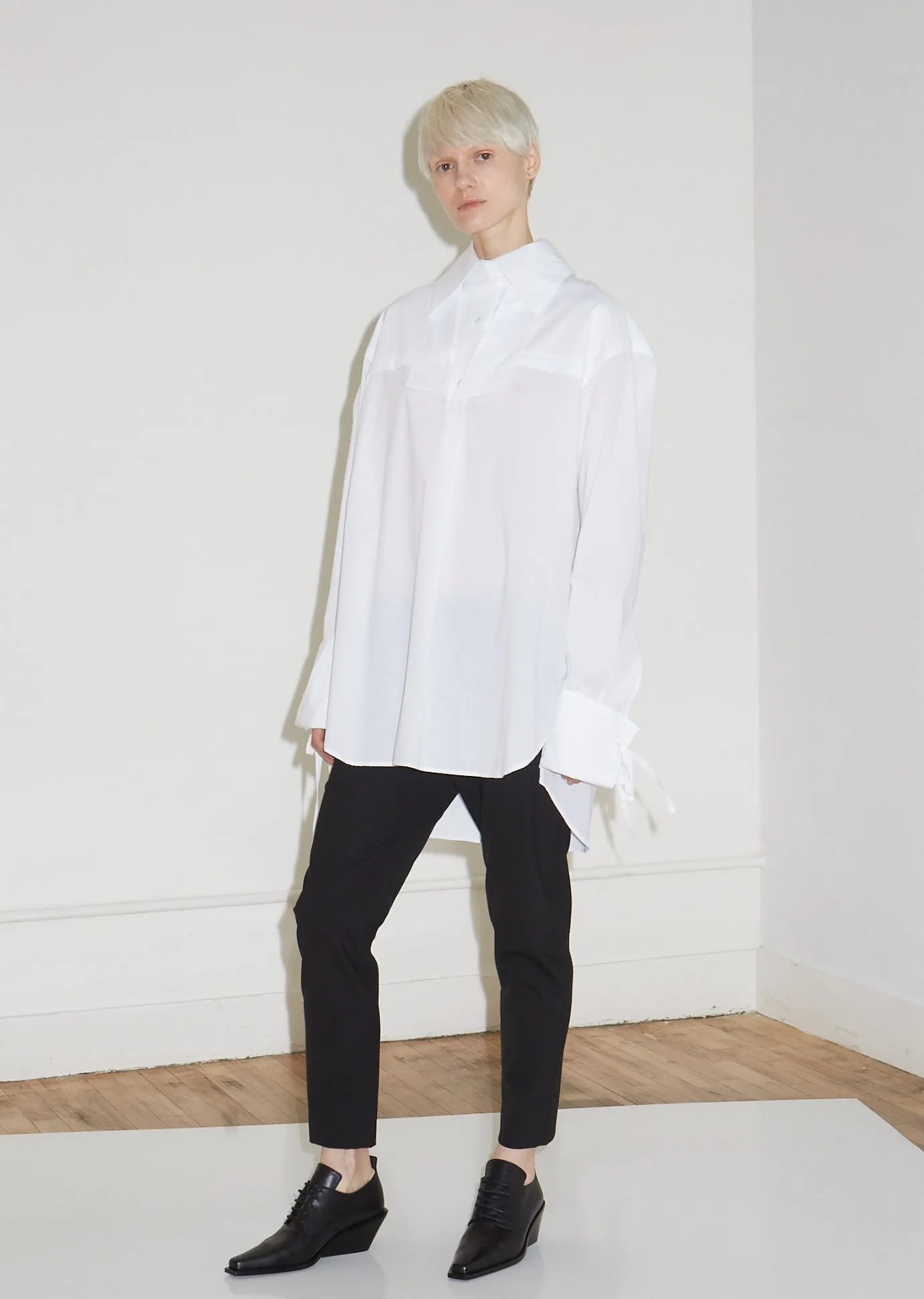 Cotton Poplin Shirt with Ribbon Details