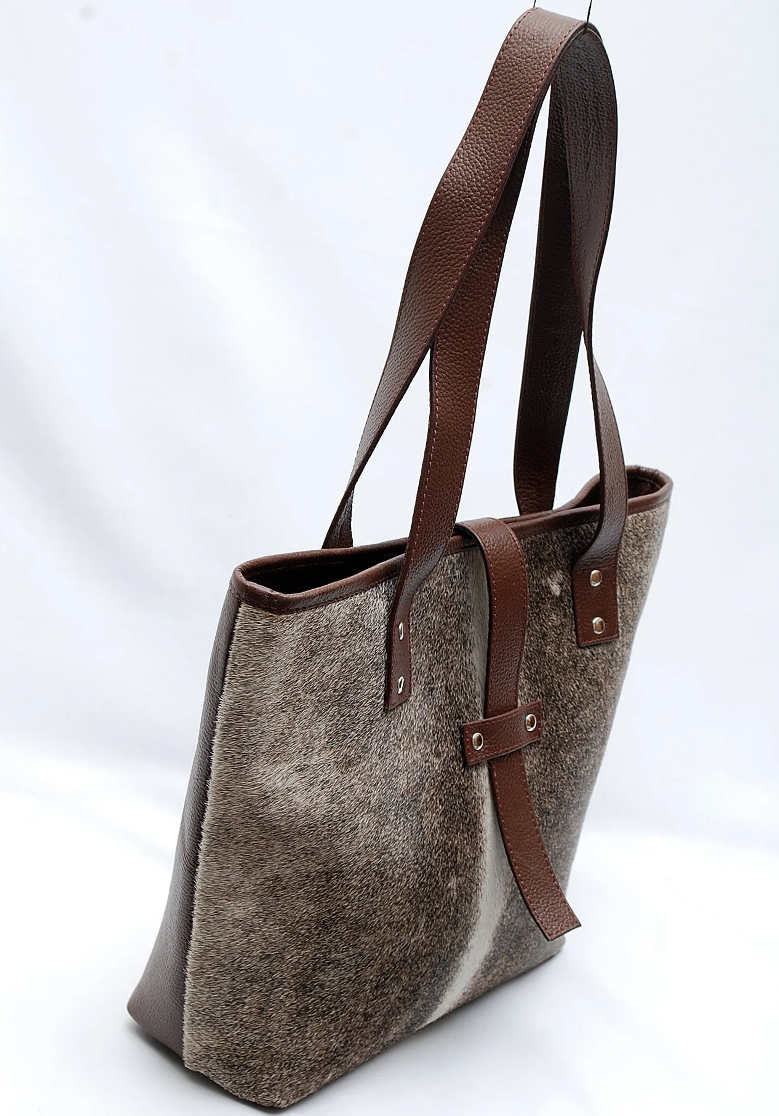 Dark Grey Brown Cowhide Purse