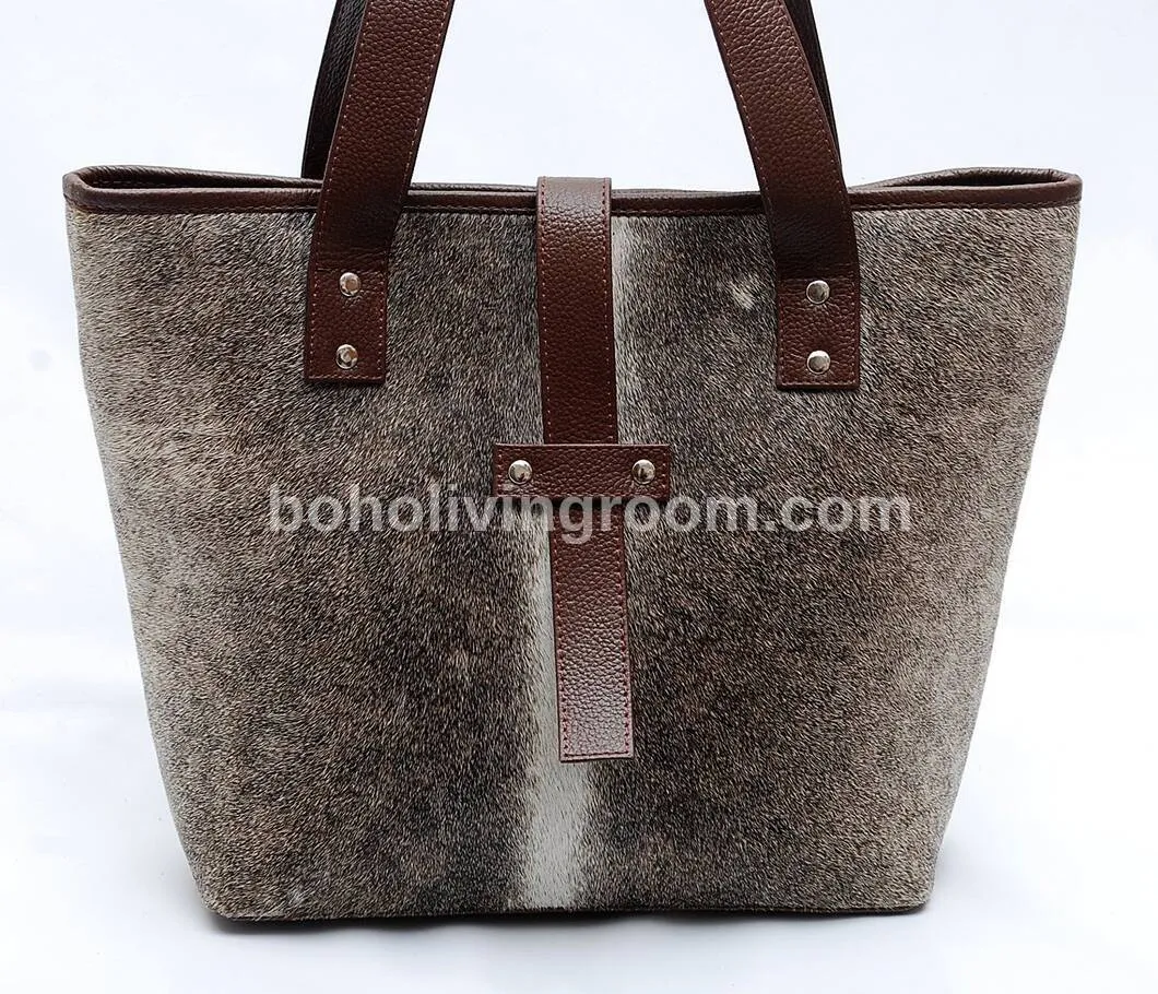 Dark Grey Brown Cowhide Purse