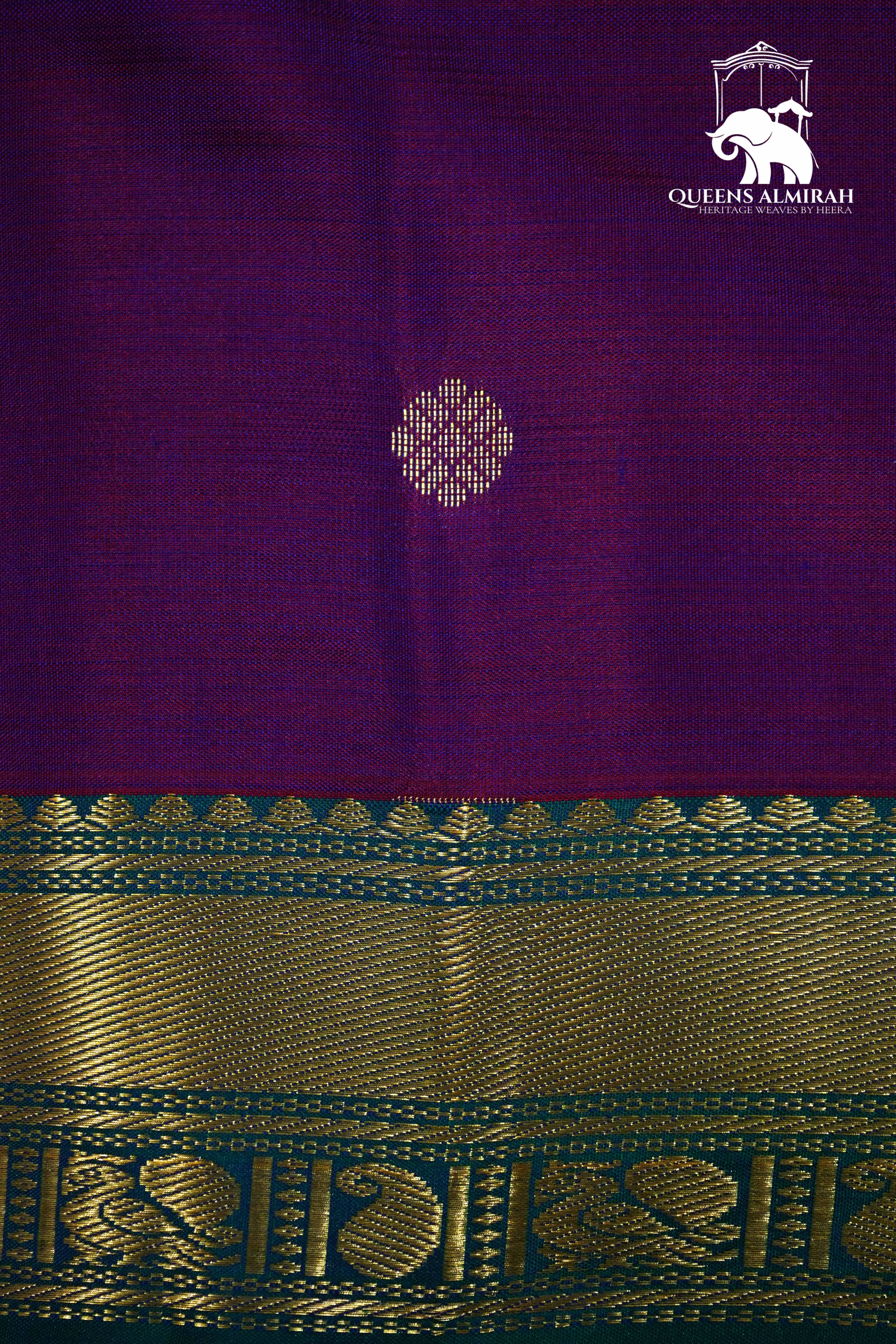 DARK PURPLE WITH NAVY GREEN KANCHIVARAM SILK SAREE